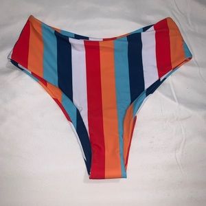Colorful Stripped High Waisted Swimsuit Bottom